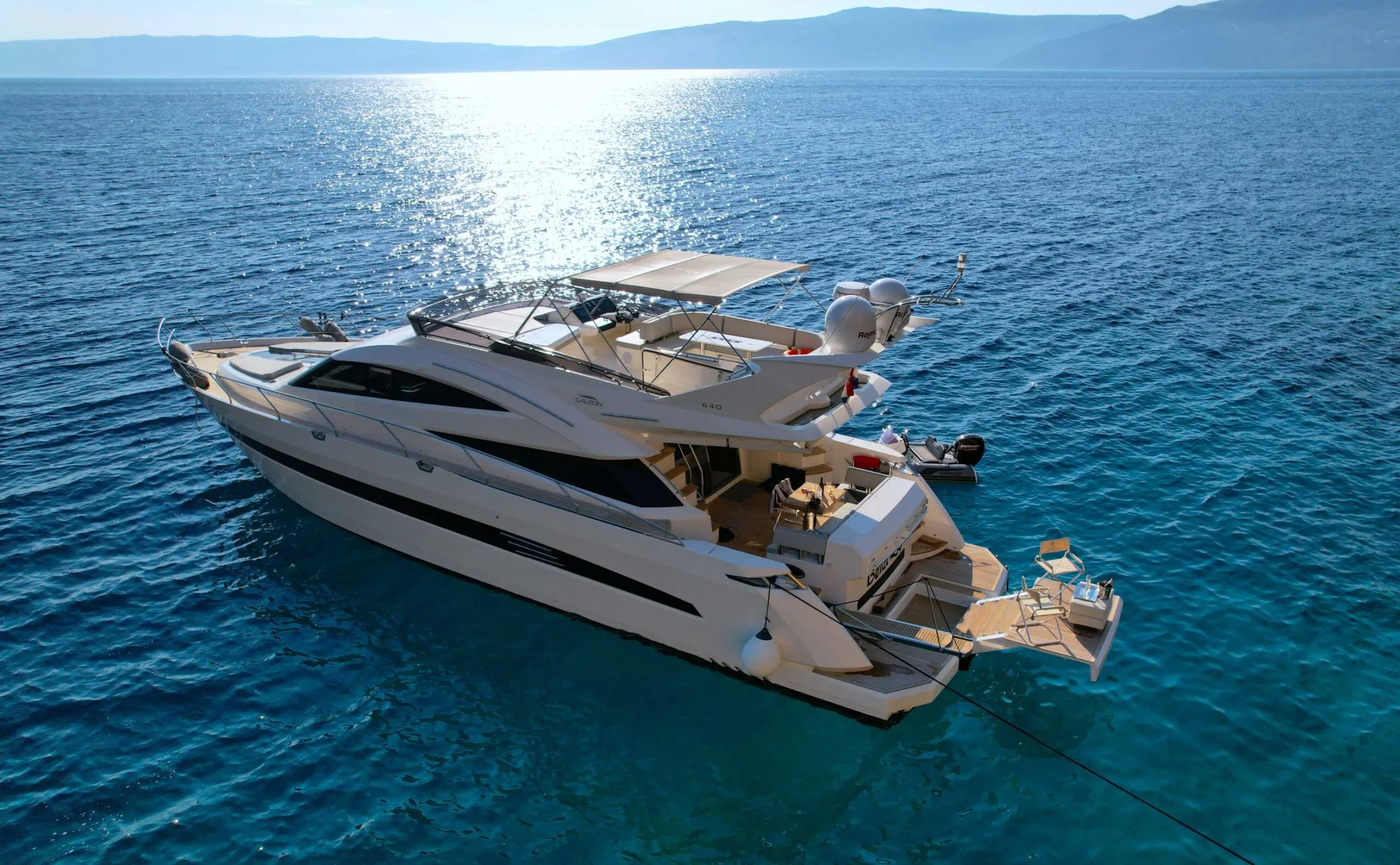 Motor yacht underway at sea